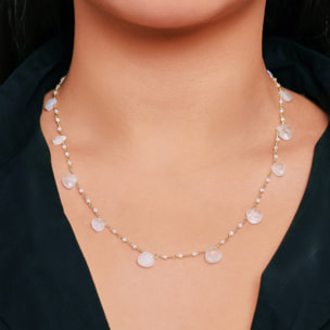 Collana Girocollo Rosario con Ciondoli a Goccia in Pietra di Luna Bianca