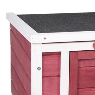 Conejera de Madera Exterior Jaula Caseta para Roedores Mascotas Pequeñas con Techo Asfáltico Abatible y Rampa Antideslizante 42x51x43 cm Rojo