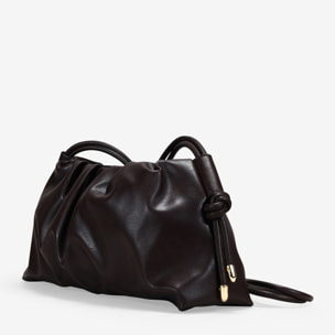 Bolso bandolera marrón con fruncido