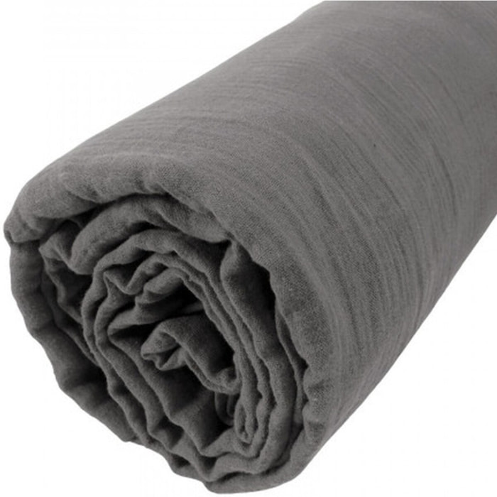 Drap Housse - Bonnet:30cm 100%gaze De Coton Anthracite