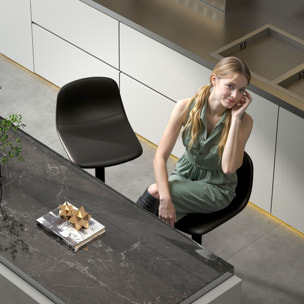 Juego de 2 Taburetes de Bar Taburetes Altos de Cocina Regulable en Altura 84-104 cm con Respaldo y Reposapiés Tapizado en PU Giratorio en 360° para Comedor Mostrador Negro