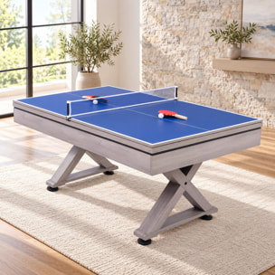 Table multi-jeux ping-pong et billard en bois gris ARIZONA