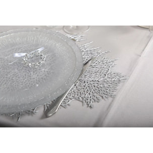 Lot de 6 Dessous d'assiette feuille argentée