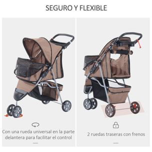 Cochecito Plegable con Ruedas 360Âº de Oxford 75x45x97cm Café