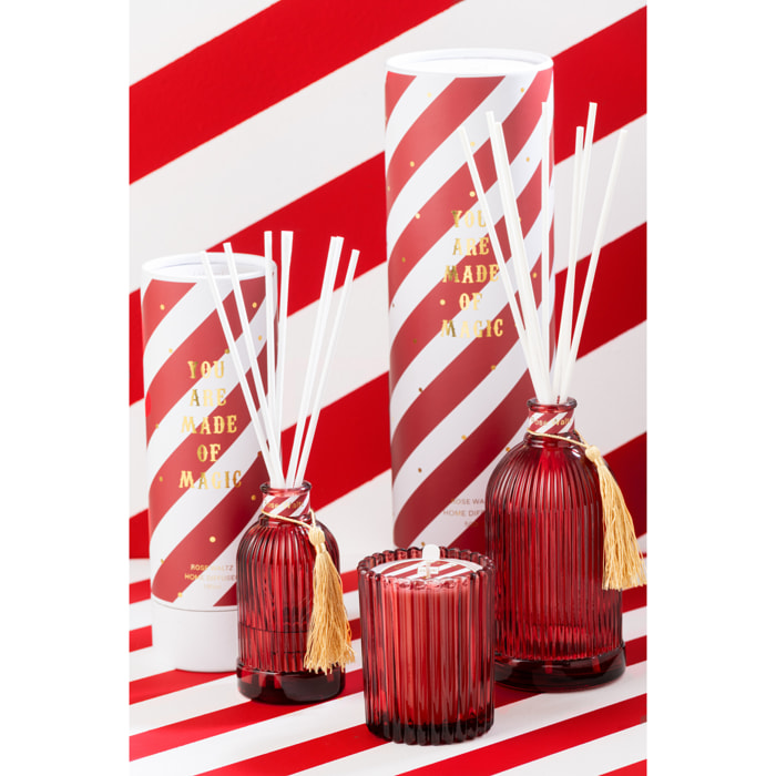 J-Line bâtonnets parfumés Magic - Rose Waltz - verre - blanc/corail - small