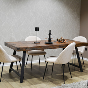 Tavolo Arbusto, stile industrial, top rustico scuro, struttura in metallo nera