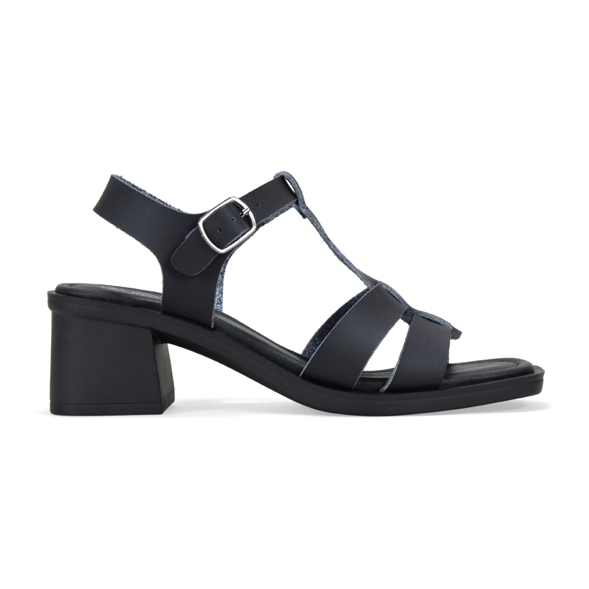 Sandalias de tacón negras con hebilla