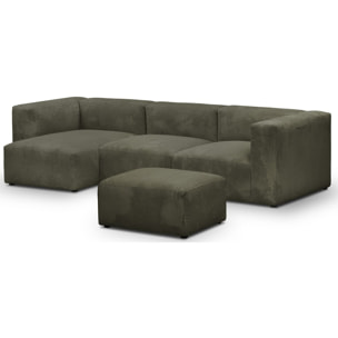 Canapé d'angle à gauche modulable 4 places en velours côtelé + pouf - MODULO