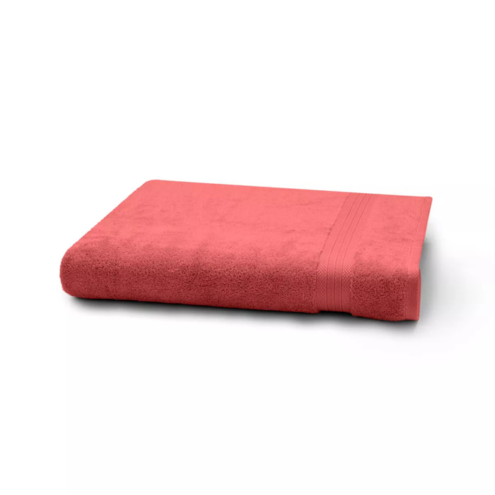 Drap de bain pur coton 550 g/m² uni rose Elea corail