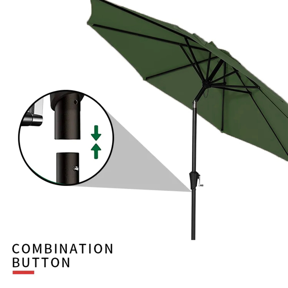 Ombrellone Da Giardino A Manovella Parasole Balcone Air Vent Inclinazione Regolabile Anti UV Impermeabile Mare Spiaggia Piscina Terrazzo 2.7 M Verde