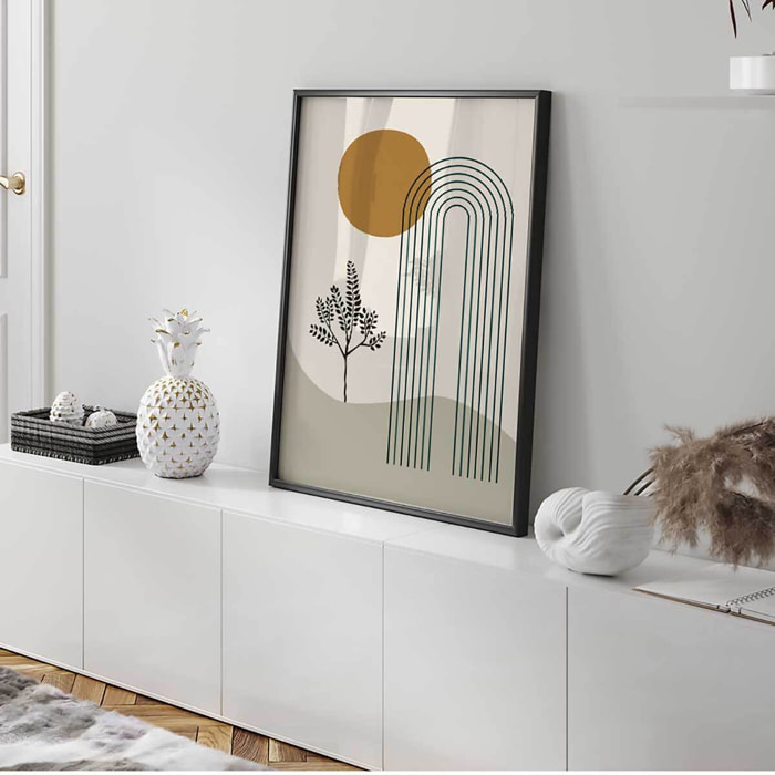 Affiche encadrée arche moderne paysage Affiche + cadre en métal - Noir