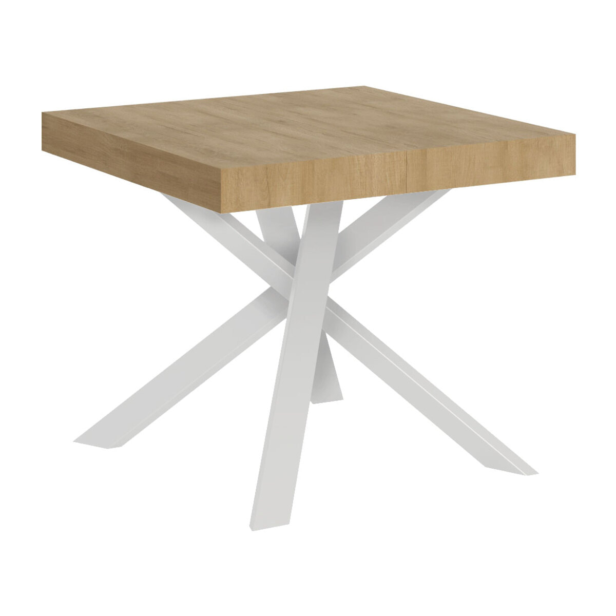 Mesa extensible 90x90/194 cm Clerk tapa Roble Natural patas Blancas