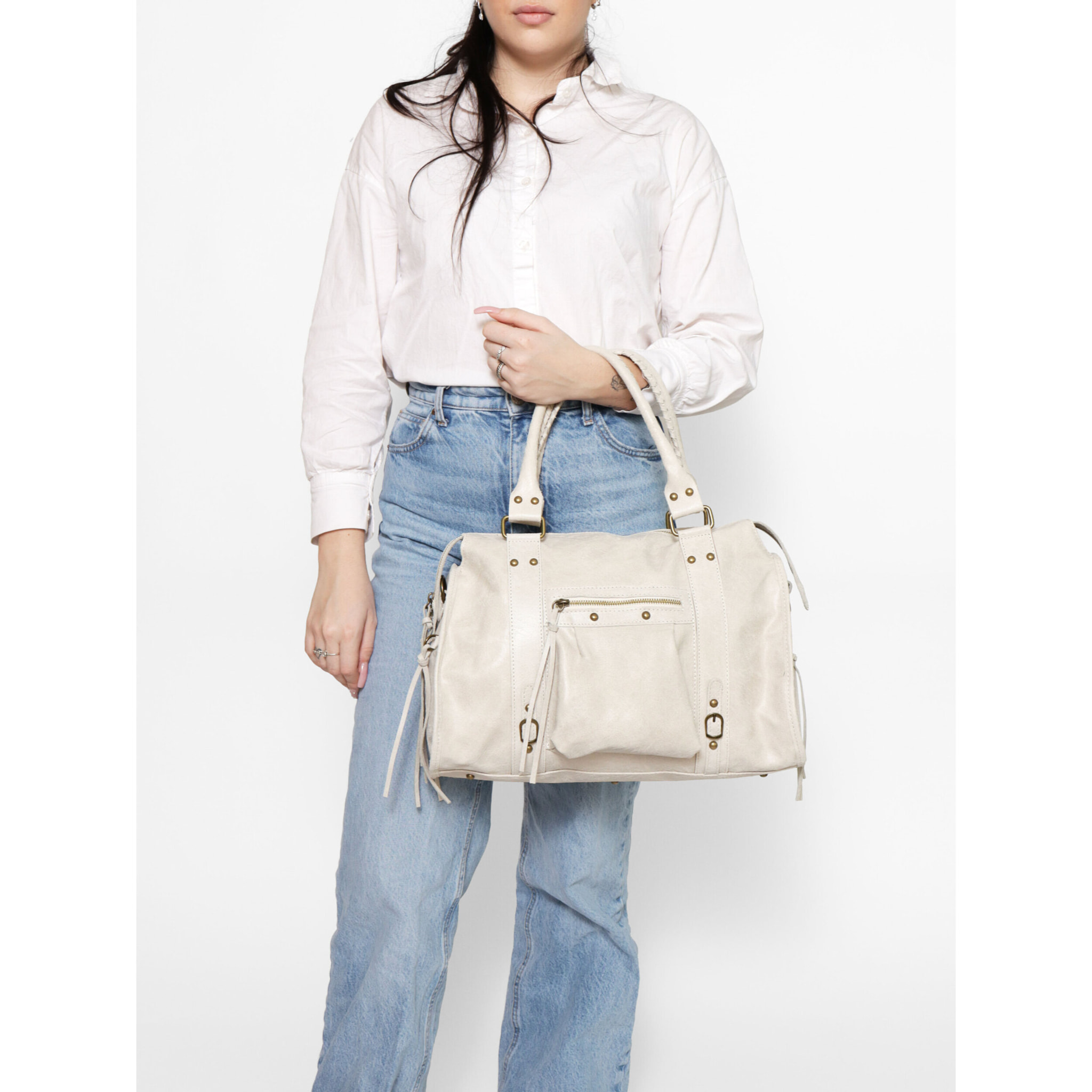 Borsa a spalla da donna - Modello Elara - Vera pelle - 41.0 x 28.0 x 13.0 cm