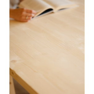 Mesa de comedor de madera maciza en tono natural de varias medidas