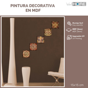 Pintura decorativa en MDF de 5 piezas. WELL HOME