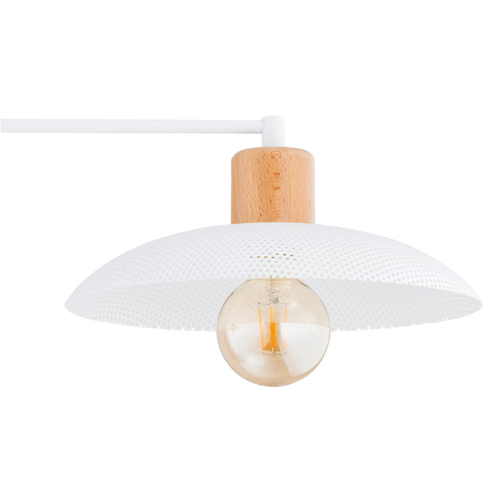 Lampada a sospensione KOBE in acciaio bianco e legno naturale