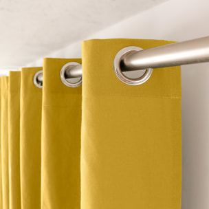 Rideau coloré en pur coton 8 œillets - Jaune