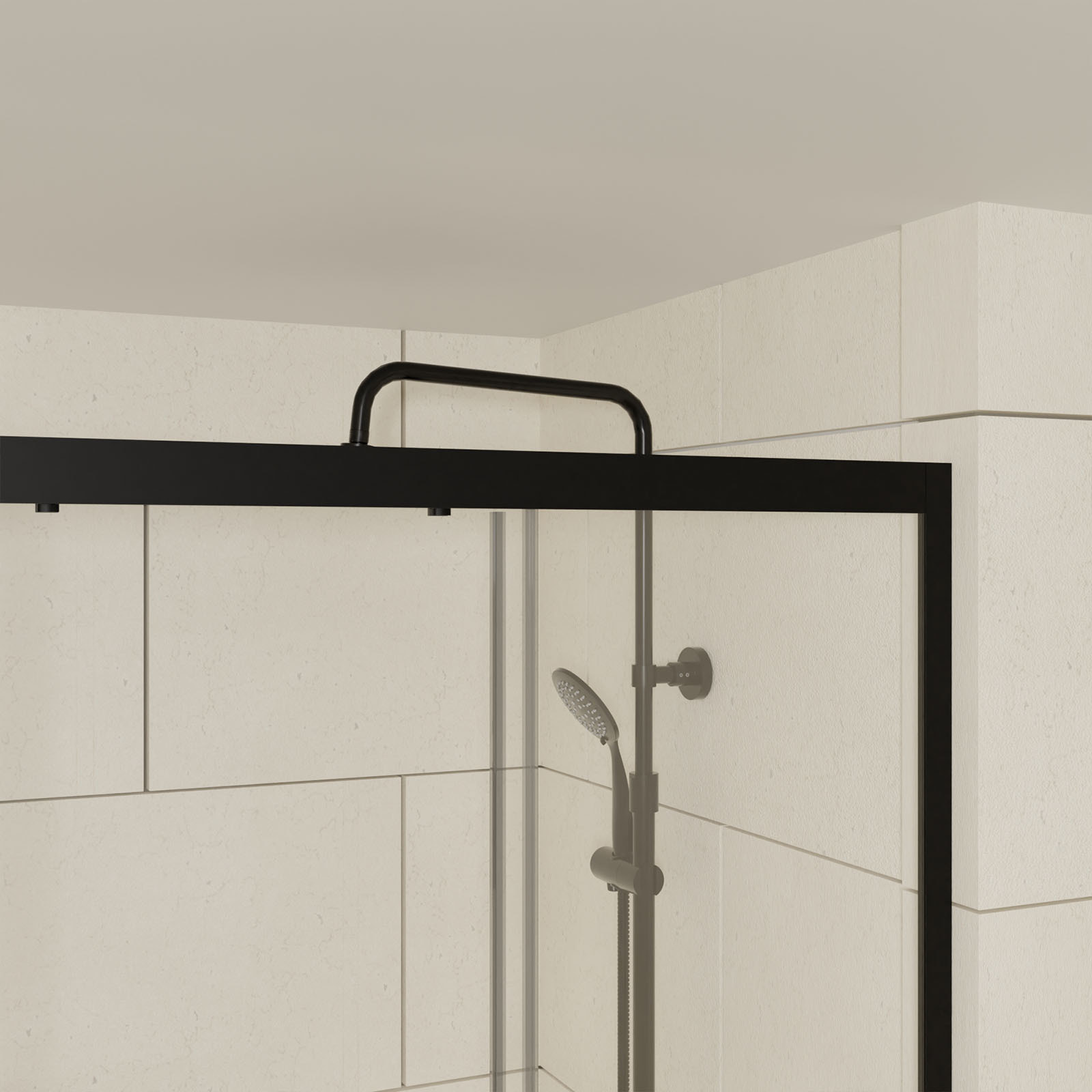 Porte de douche carrée - 90x90x200 cm - PROFILE NOIR MAT - verre trempé 6mm