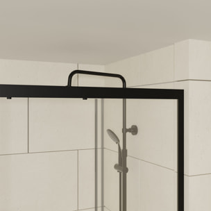 Porte de douche carrée - 90x90x200 cm - PROFILE NOIR MAT - verre trempé 6mm