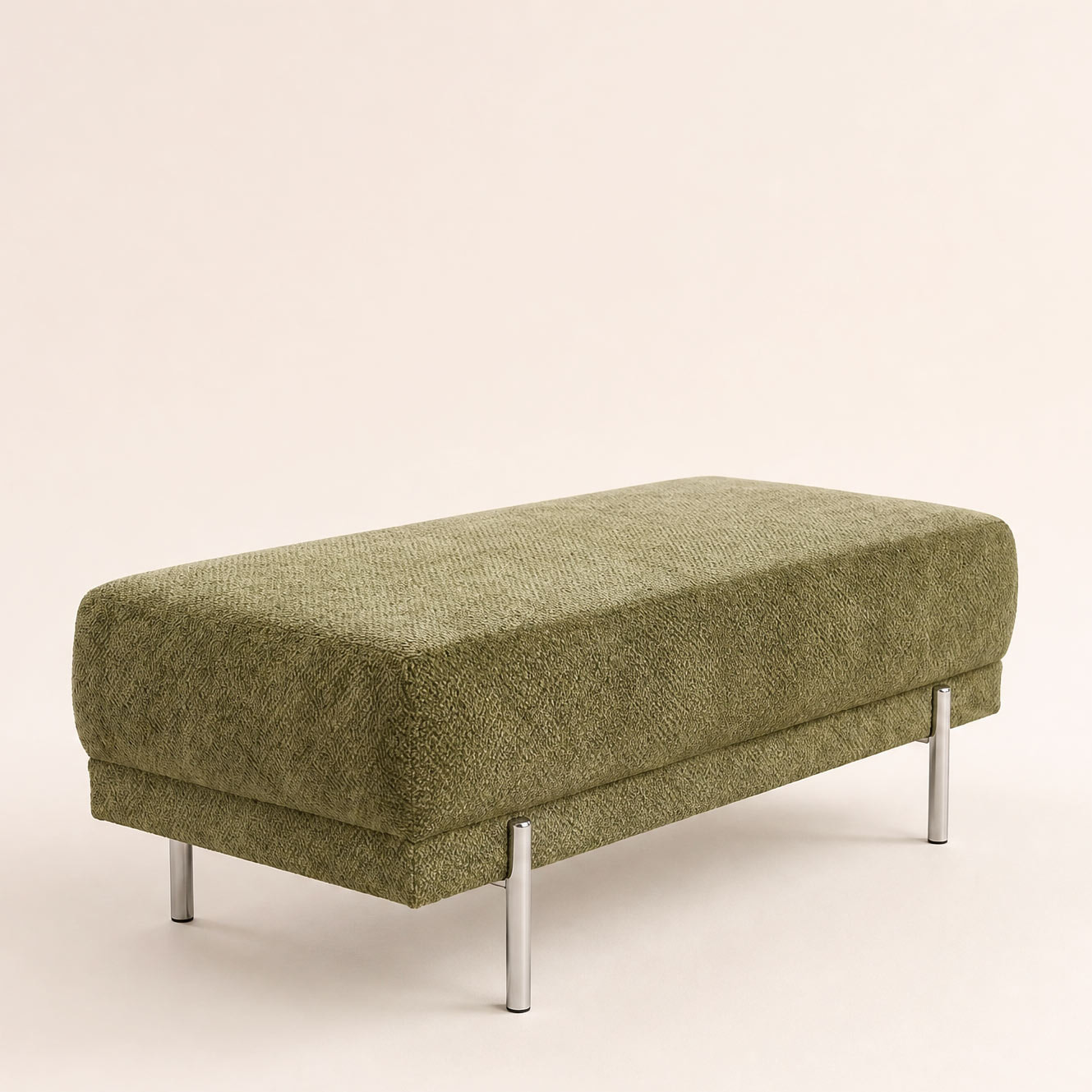 Gabin - pouf en velours texturé - Vert Kaki