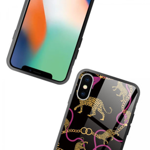 Coque iPhone X/Xs Coque Soft Touch Glossy Léopard et Chaines Design La Coque Francaise