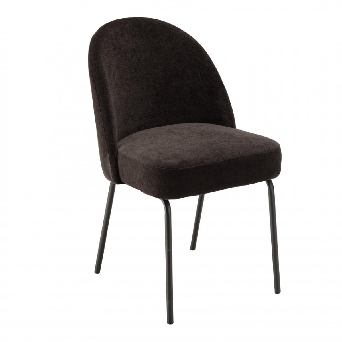 ULYSSE - Lot de 2 chaises tissu noir pieds acier noir