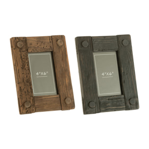J-Line cadre photo Nick - bois de Pin - brun/noir - small - 2 pcs