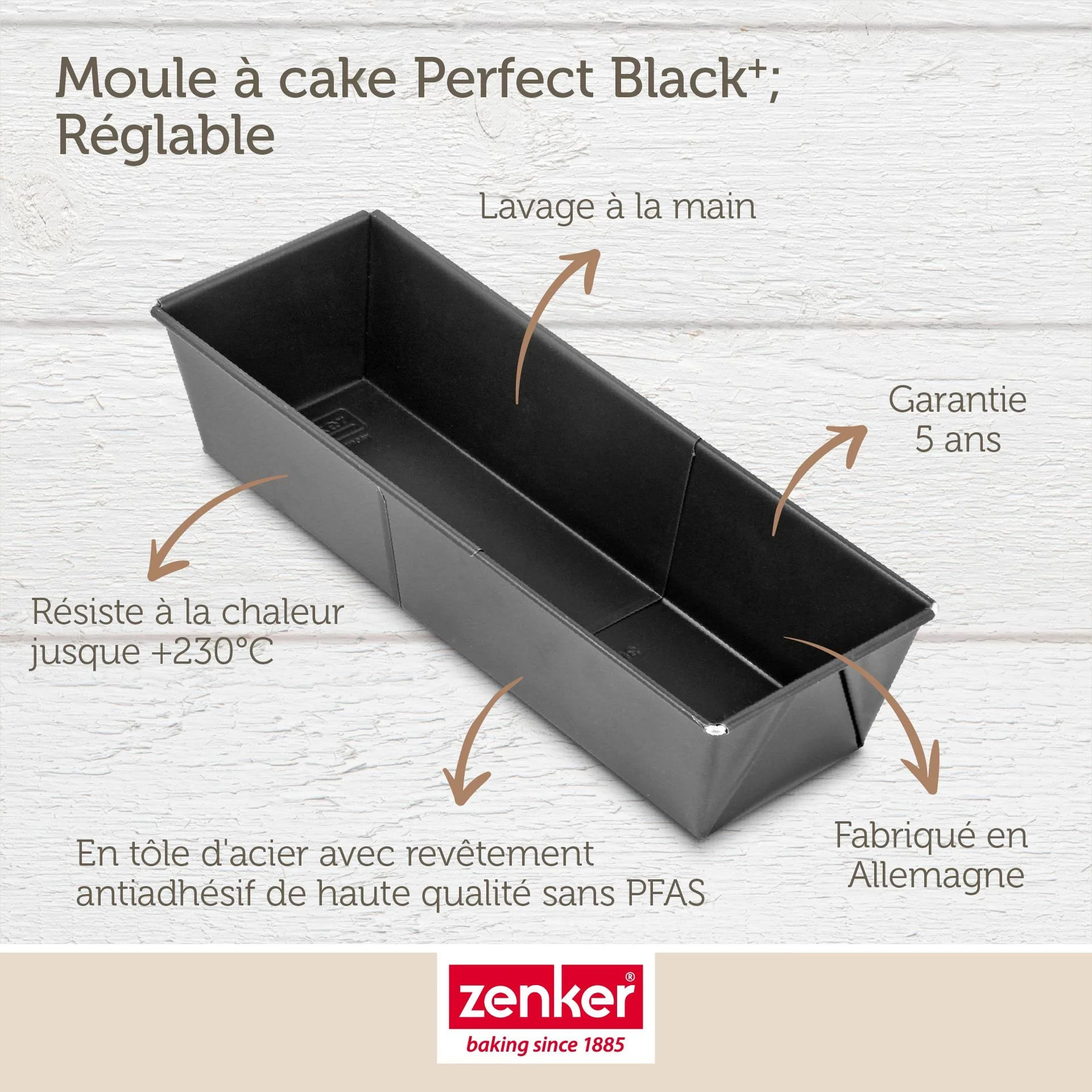 Moule à cake extensible 20 à 35 cm Zenker PerfectBack+
