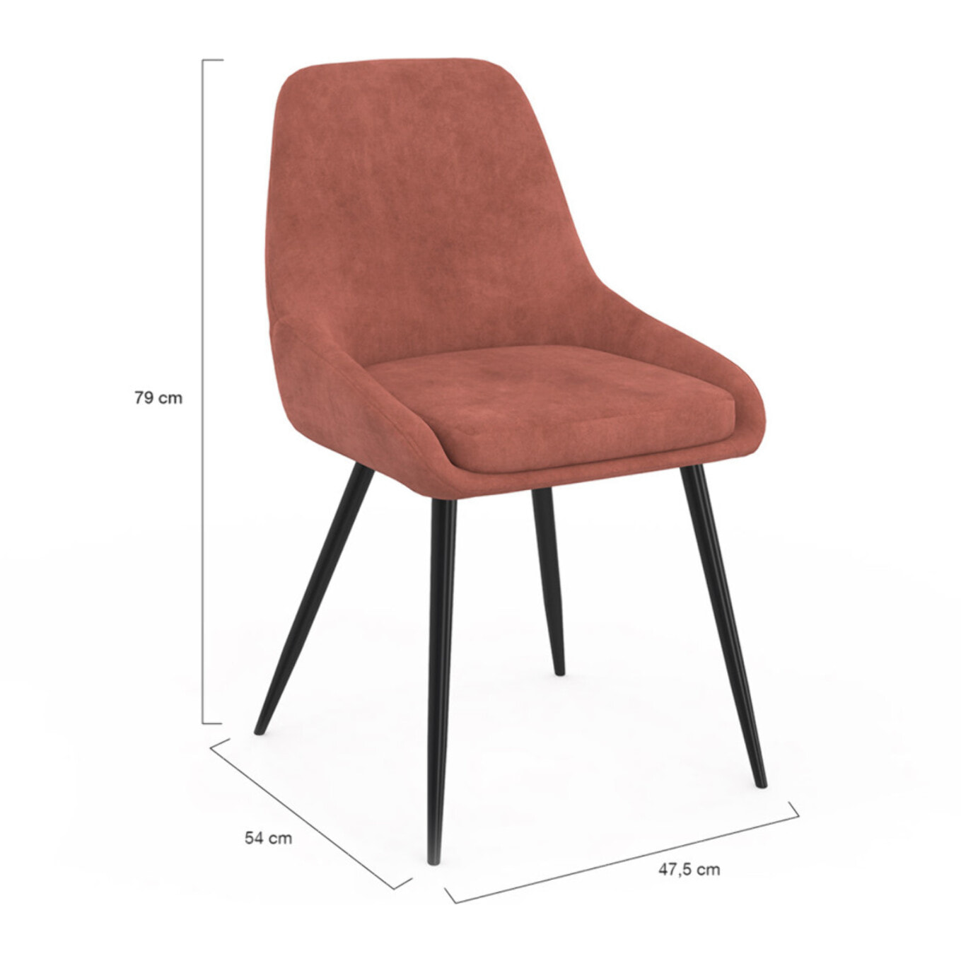Chaises Olivia velours terracotta pieds métal - lot de 4