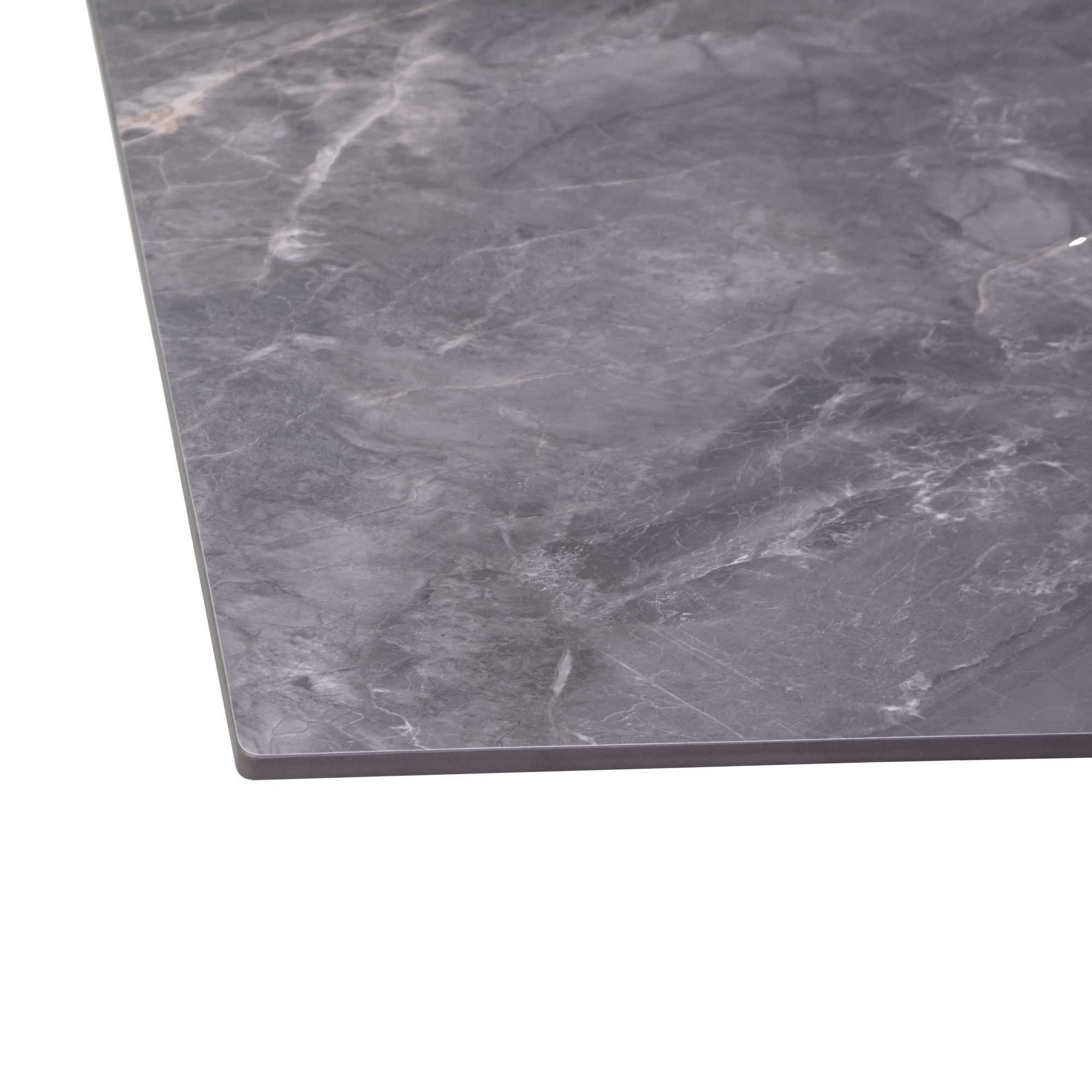 Tavolino Vacchetti in metallo con piano in pietra sinterizzata grigia cm120x65h45