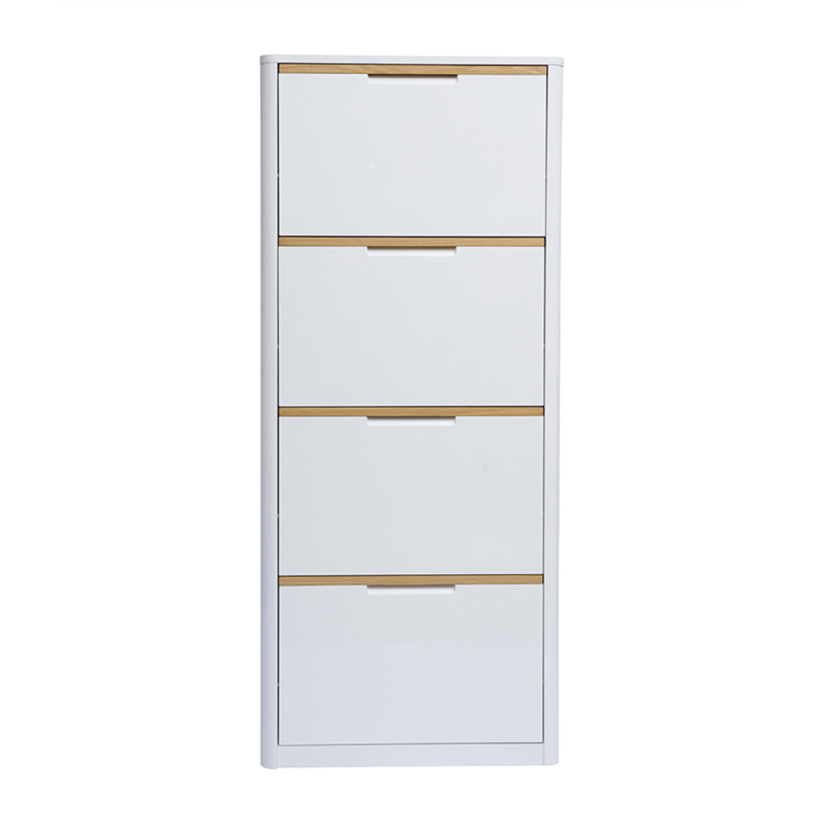 Meuble à chaussures 4 portes finition blanc laqué brillant L68 cm KIRK