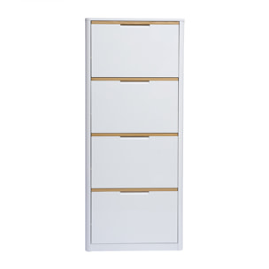 Meuble à chaussures 4 portes finition blanc laqué brillant L68 cm KIRK