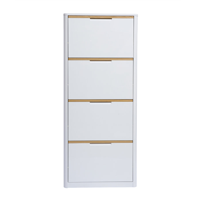 Meuble à chaussures 4 portes finition blanc laqué brillant L68 cm KIRK