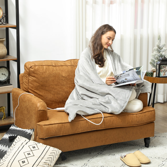 Manta Eléctrica Grande, Manta Térmica Sofá, 180x130 cm, Tejido Suave, 10 Niveles de Temperatura, Temporizador, Lavable en Lavadora, Protección contra Sobrecalentamiento, Pantalla LED, Gris