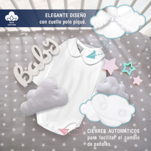 Body bebé manga larga cuello polo piqué