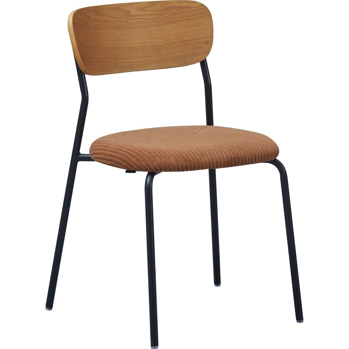 Lot de 2 chaises en bois et velours côtelé - LEYA