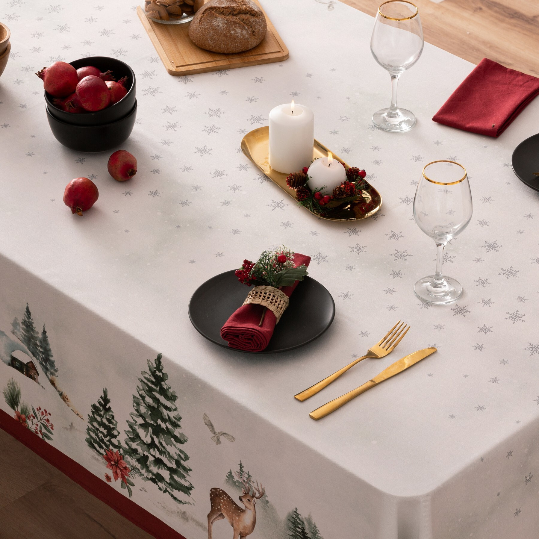 Nappe de Noël en coton155x300 cm