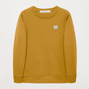 Sudadera orgánica de cuello redondo ocre Neutrals kids con logo