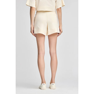 Pantaloncini in cotone ecrù con logo ricamato