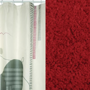 Lot d'un rideau de douche Teiva et d'un tapis Microfibre terracotta