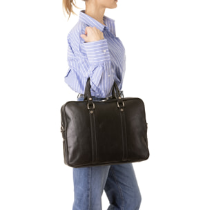 Borsa a mano  unisex In Vera pelle Made in Italy 37x31x6 cm