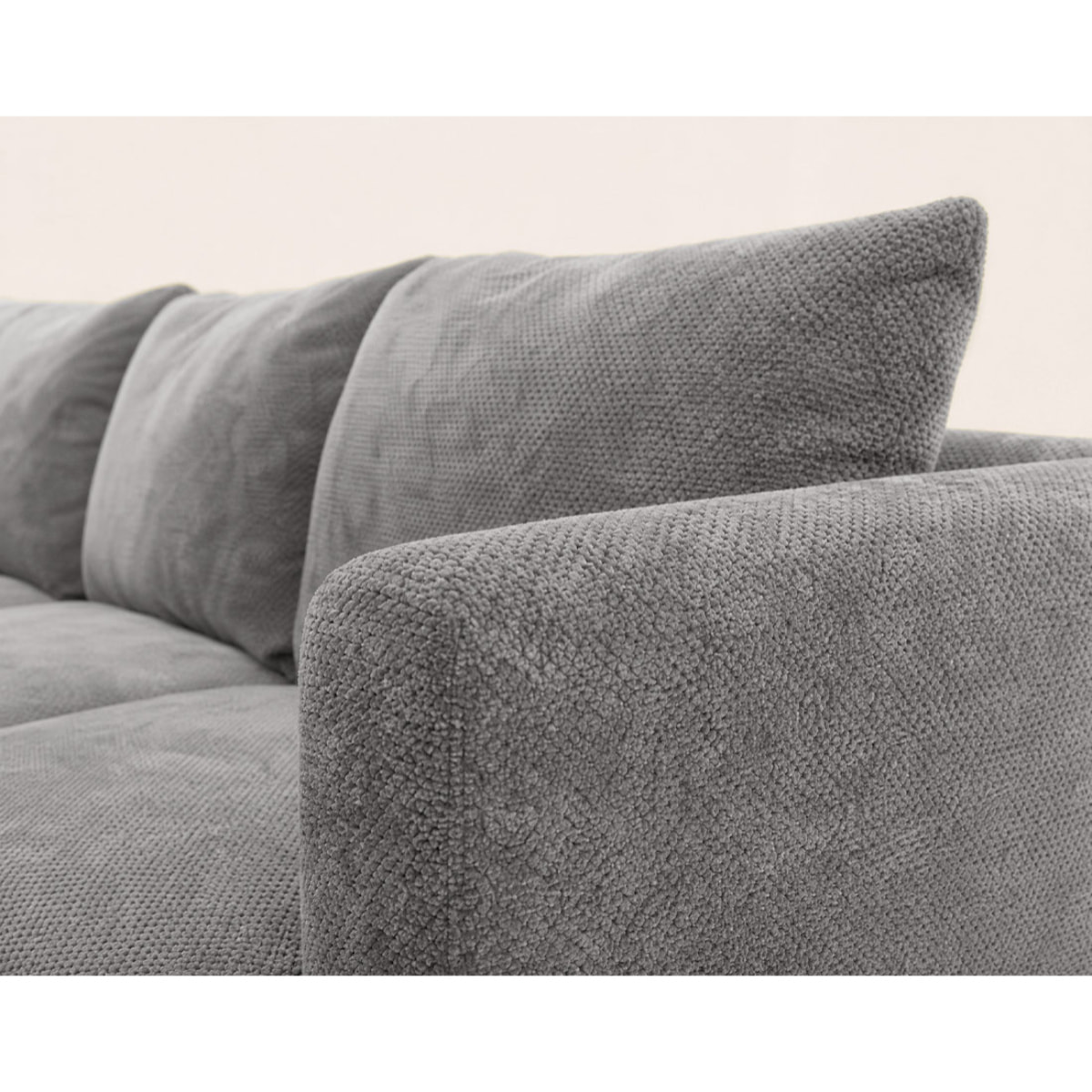 Gabin - Canapé d'angle gauche 5 places en velours texturé - Gris clair