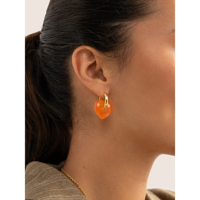 Orecchino Jade Heart Placcato Oro