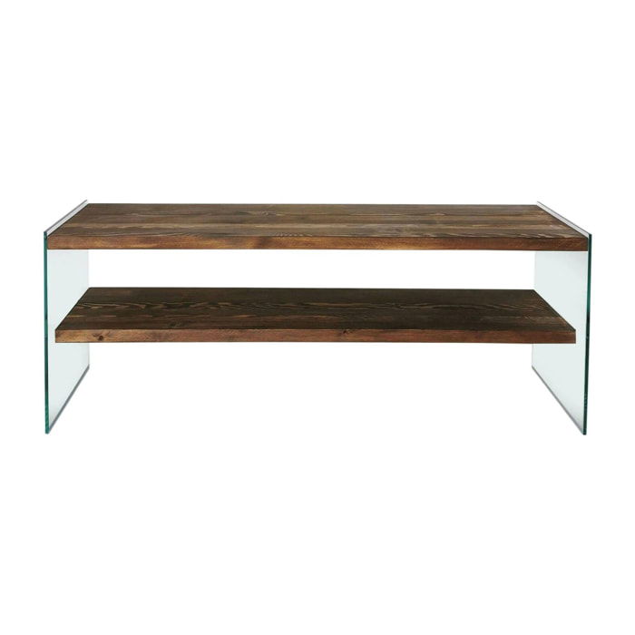 Mobile porta TV Dpianc, Credenza da soggiorno, Armadio basso per TV, Base parete attrezzata, 120x35h45 cm, Noce