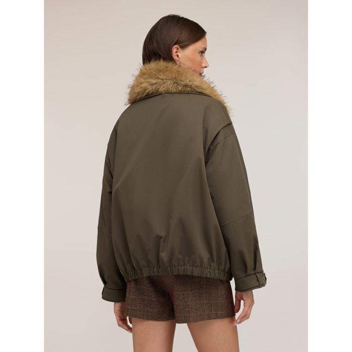Motivi - Giaccone oversize con colletto - Verde militare