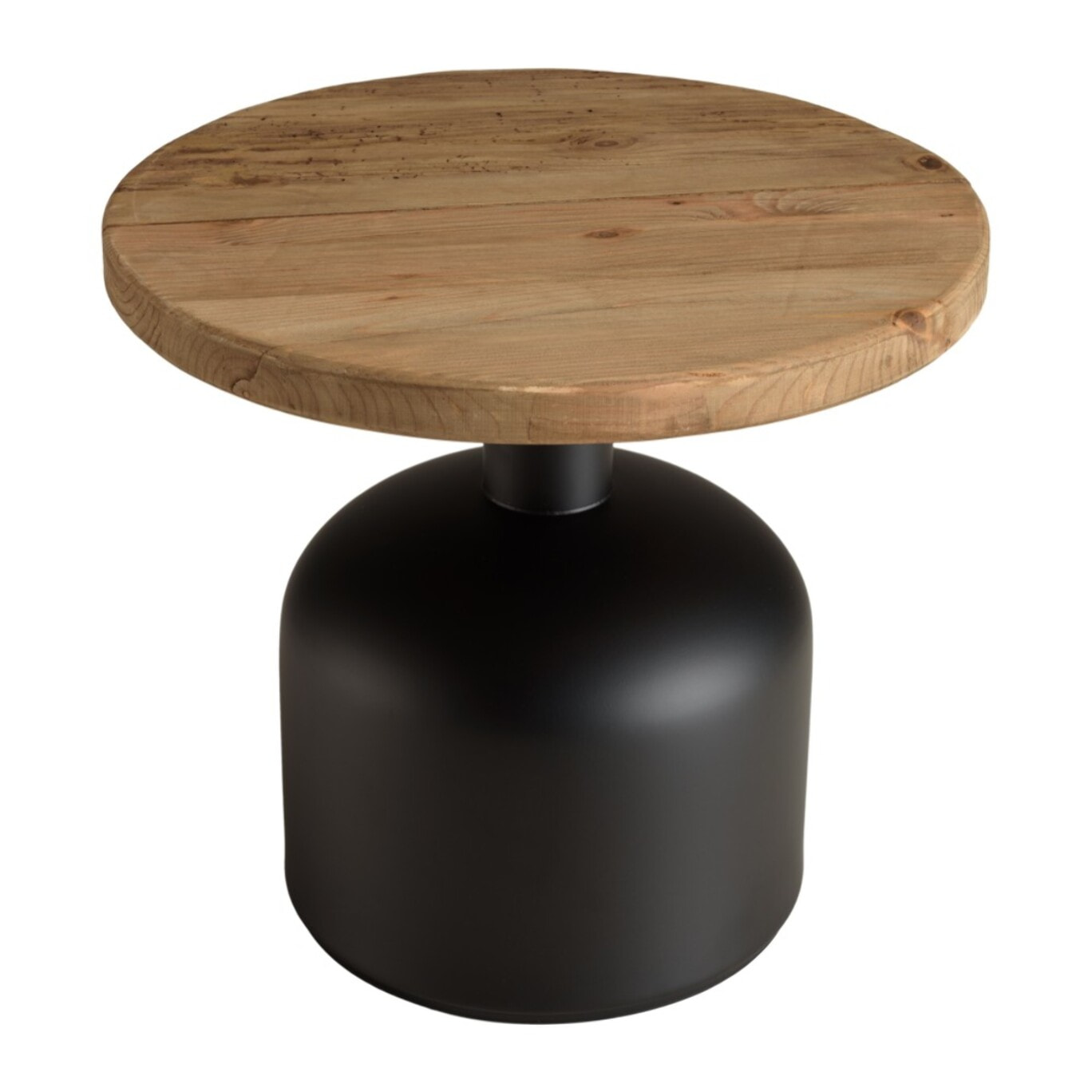 DANDY - Table d'appoint ronde 50x50cm bois Pin recyclé pied métal noir