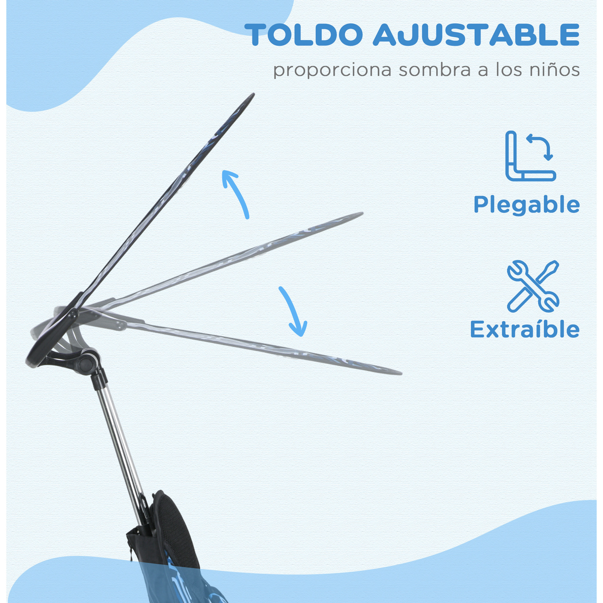 Triciclo para Bebés 6 en 1 Triciclo Evolutivo para Niños de +12 Meses con Toldo Plegable Mango de Empuje Telescópico y Desmontable Asiento Ajustable Cesto y Portabotellas Azul y Blanco