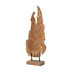 Figura Decorativa Hoja Madera Teka 35x14x85 Cm