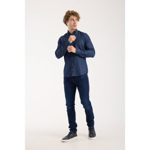 camicia uomo 1 bottone button down slim Jeans Unito Blu