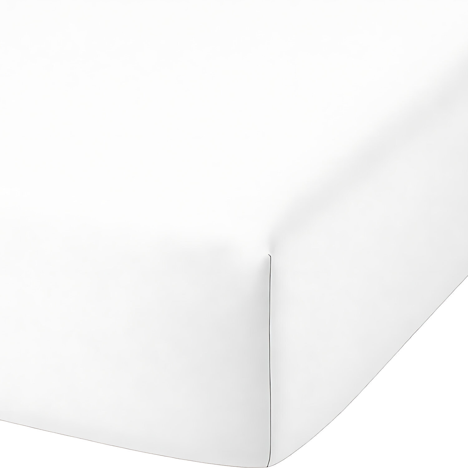 Drap housse 2 pers uni en coton et bambou - blanc